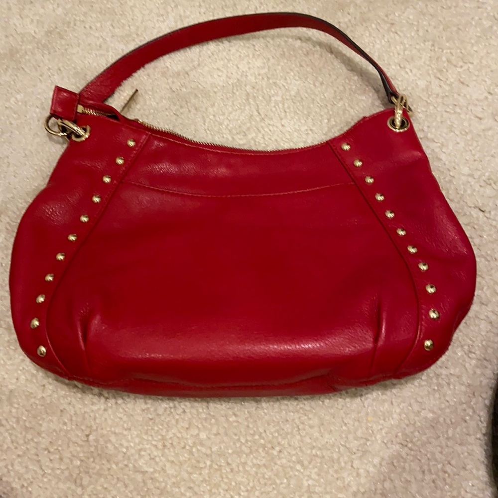 Red Leather Michael Kors Shoulder Bag